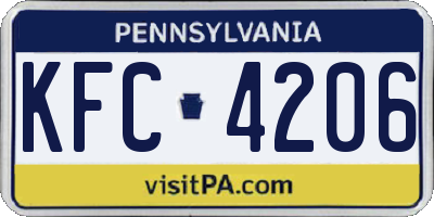 PA license plate KFC4206