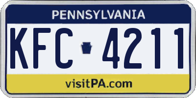 PA license plate KFC4211