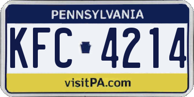 PA license plate KFC4214