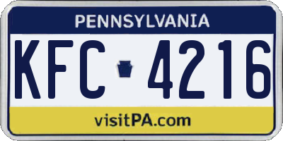PA license plate KFC4216