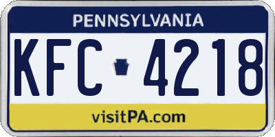 PA license plate KFC4218