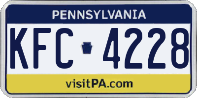 PA license plate KFC4228