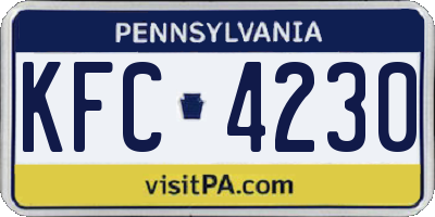 PA license plate KFC4230