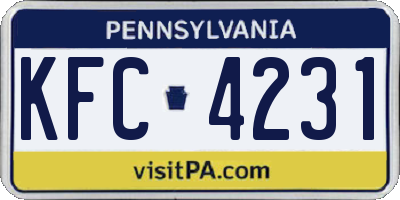 PA license plate KFC4231