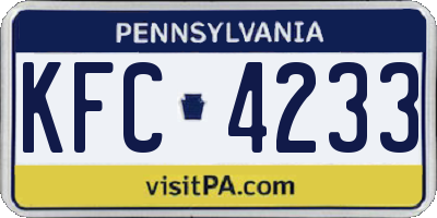 PA license plate KFC4233
