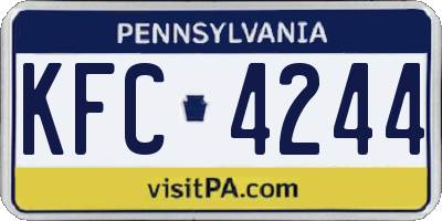 PA license plate KFC4244