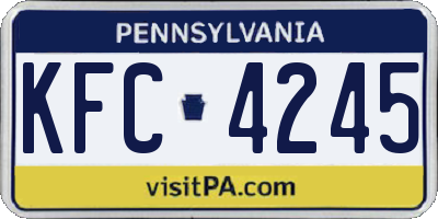 PA license plate KFC4245