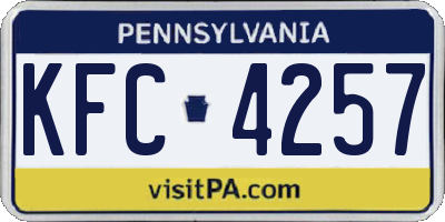 PA license plate KFC4257