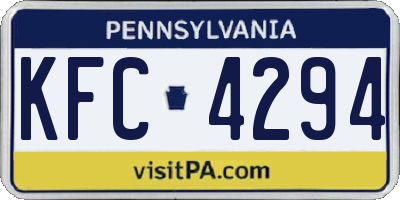 PA license plate KFC4294