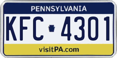 PA license plate KFC4301
