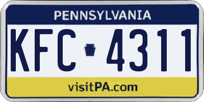 PA license plate KFC4311