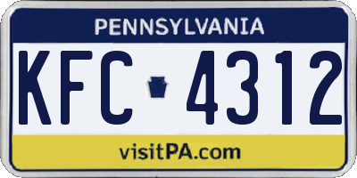 PA license plate KFC4312