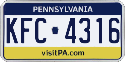 PA license plate KFC4316
