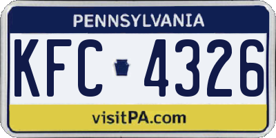 PA license plate KFC4326