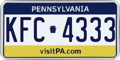 PA license plate KFC4333