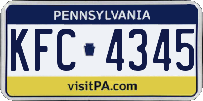 PA license plate KFC4345
