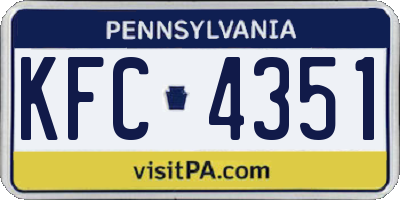 PA license plate KFC4351