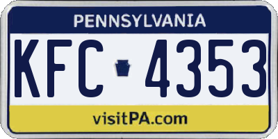 PA license plate KFC4353