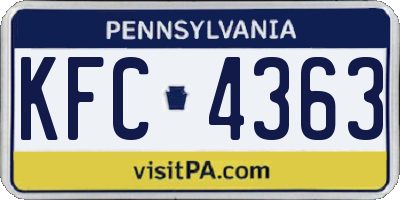 PA license plate KFC4363