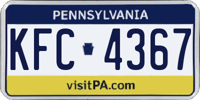 PA license plate KFC4367