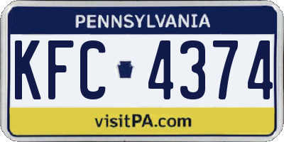 PA license plate KFC4374