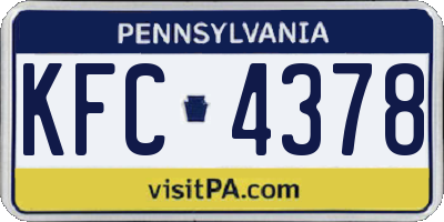 PA license plate KFC4378