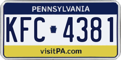 PA license plate KFC4381