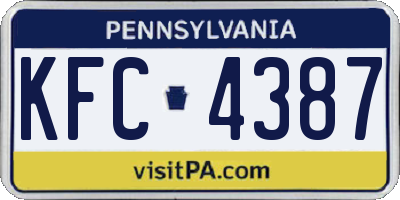 PA license plate KFC4387