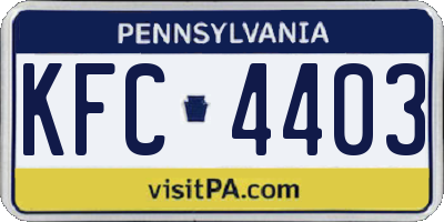 PA license plate KFC4403