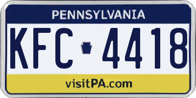 PA license plate KFC4418