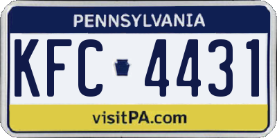 PA license plate KFC4431