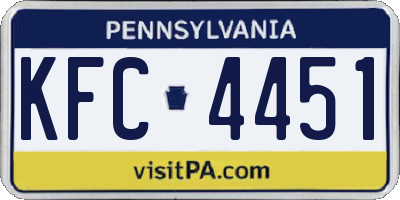 PA license plate KFC4451