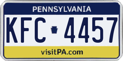 PA license plate KFC4457