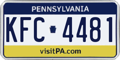 PA license plate KFC4481