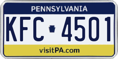 PA license plate KFC4501