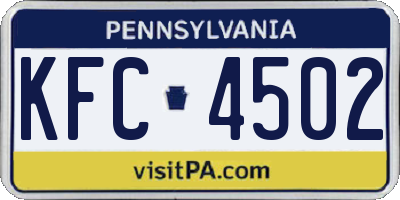 PA license plate KFC4502