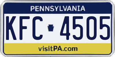 PA license plate KFC4505