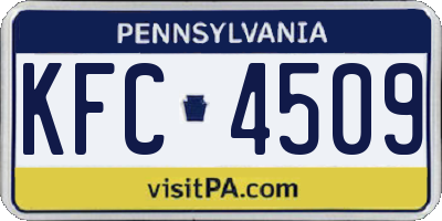 PA license plate KFC4509