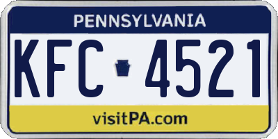 PA license plate KFC4521