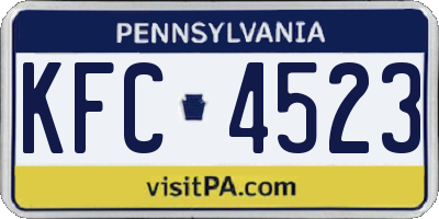 PA license plate KFC4523