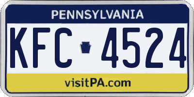 PA license plate KFC4524
