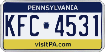 PA license plate KFC4531