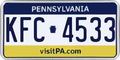 PA license plate KFC4533