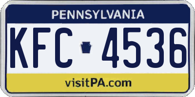 PA license plate KFC4536