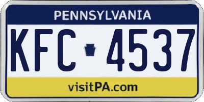PA license plate KFC4537