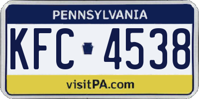 PA license plate KFC4538