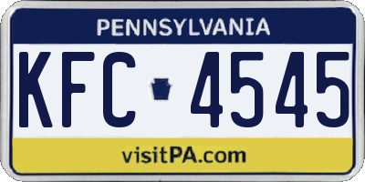 PA license plate KFC4545