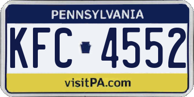 PA license plate KFC4552