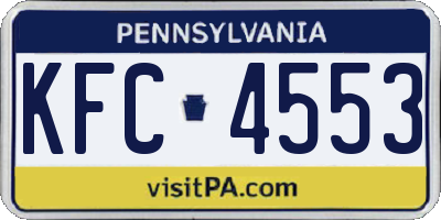 PA license plate KFC4553