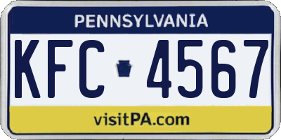 PA license plate KFC4567